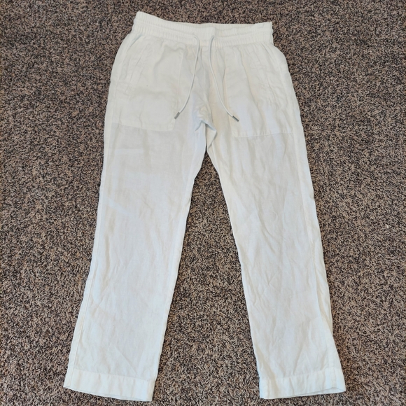 Athleta White Linen Wide Leg Pants Size 4P - Picture 5 of 9